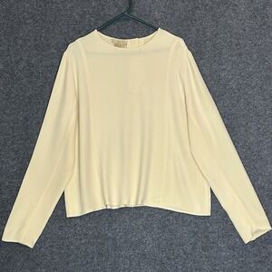 A.J. Christopher 100% Silk Long Sleeve Blouse - Women's 14 - Pale Yellow - EUC!!